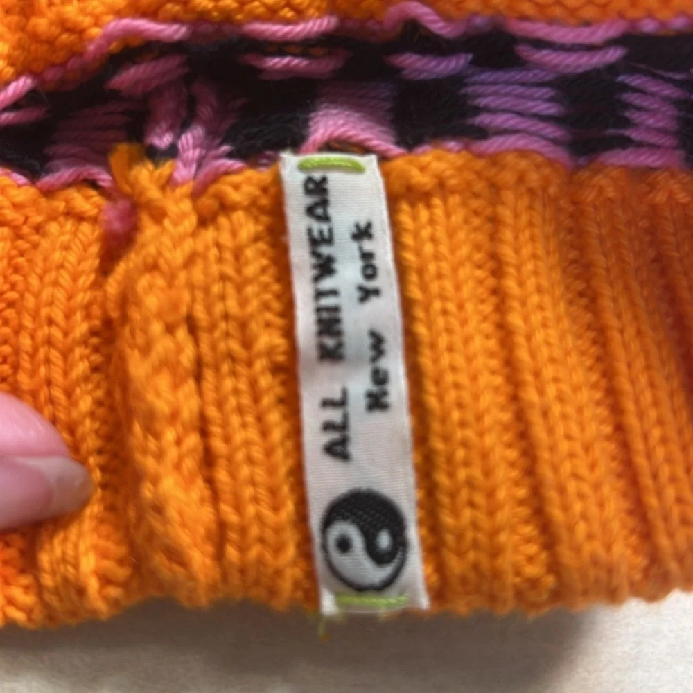 Colorful Striped Vintage Beanie with Pom Pom 80’s Vibe
